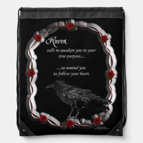 Raven Calling Drawstring Bag