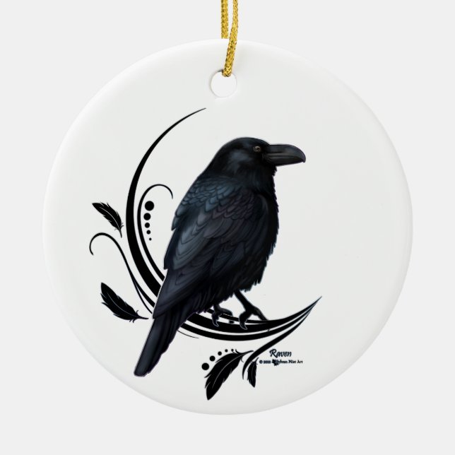 Raven Ceramic Ornament (Front)
