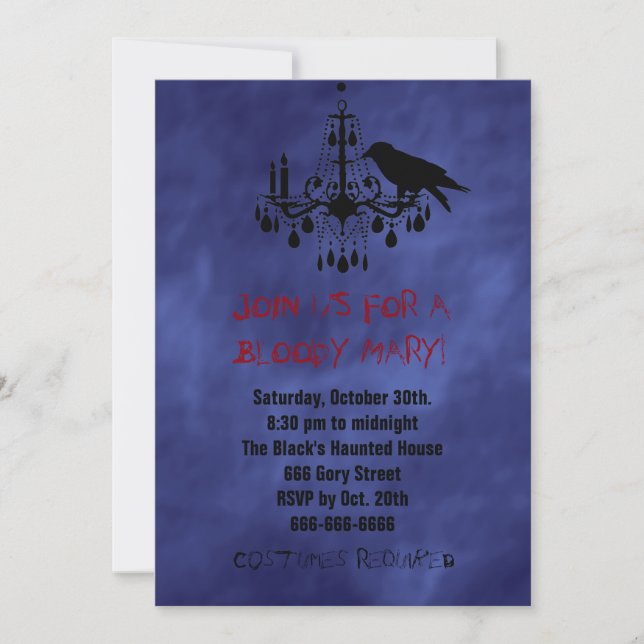 Raven & Chandelier in Purple Haze Halloween Invite (Front)