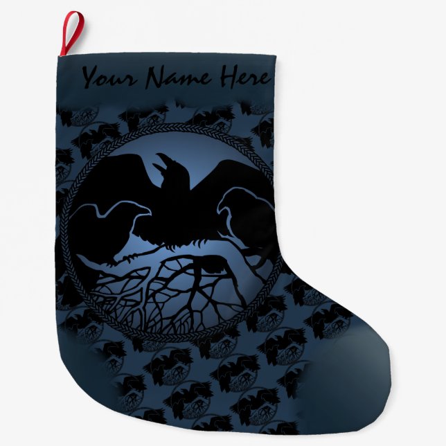 Raven Christmas Stocking Native Art Raven Stocking (Front)