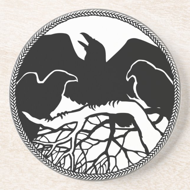 Raven Coaster Raven Gift Raven & Crow Art Decor (Front)