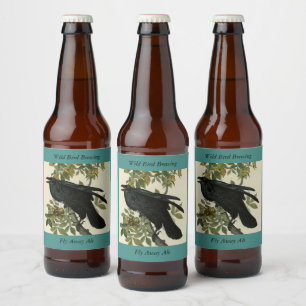 Raven (Common Raven) from Audubon Birds of America Beer Bottle Label