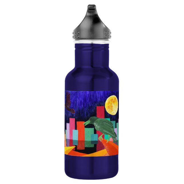 Raven Covets the Moon Stainless Steel Water Bottle (Right)