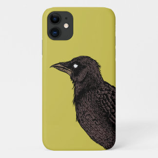 Raven Creepy Crow Bright Gothic Ink Art iPhone 11 Case