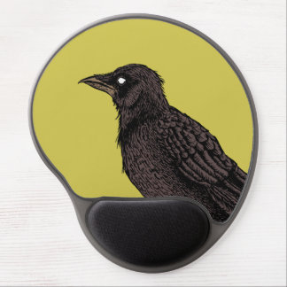 Raven Creepy Crow Bright Gothic Ink Art Gel Mouse Pad