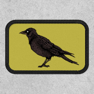 Raven Creepy Crow Bright Gothic Ink Art Patch