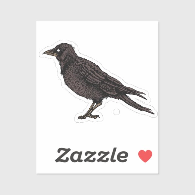 Raven Creepy Crow Bright Gothic Ink Art Sticker (Sheet)