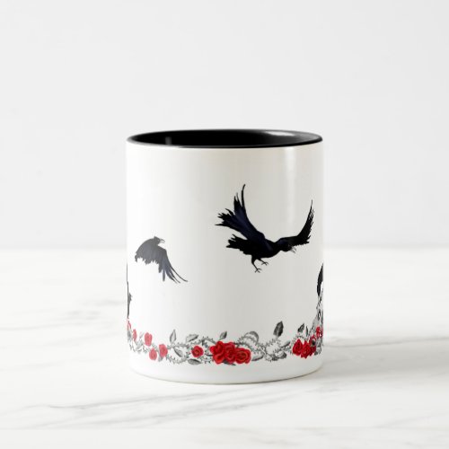 Raven Cross Skull and Roses mug