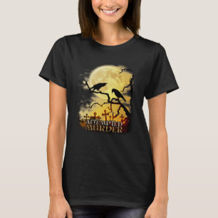 Raven Crow Attempted Murder Retro Moon Wiccan Paga T-Shirt