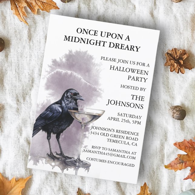 Raven Crow Cocktail Halloween Party  Invitation (Creator Uploaded)
