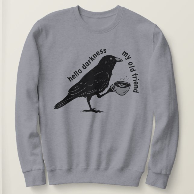 Raven Crow Coffee Fall | Nevermore Poe Gothic Poet Sweatshirt (Design Front)