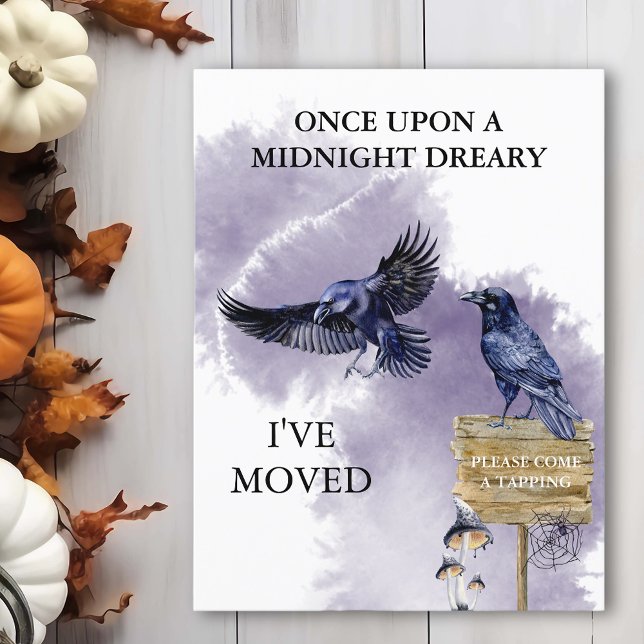 Raven Crow Halloween Moving Announcement Postcard (Creator Uploaded)