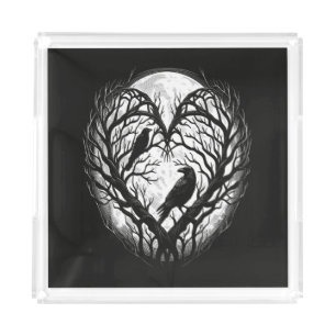 Raven Crow Heart Tree Acrylic Tray