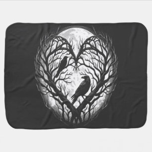 Raven Crow Heart Tree  Baby Blanket