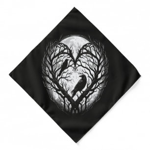 Raven Crow Heart Tree  Bandana