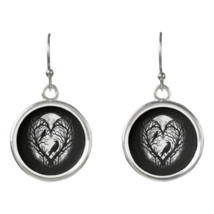 Raven Crow Heart Tree Earrings