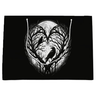 Raven Crow Heart Tree  Large Gift Bag