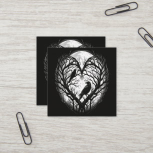 Raven Crow Heart Tree Square Business Card