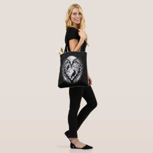 Raven Crow Heart Tree Tote Bag