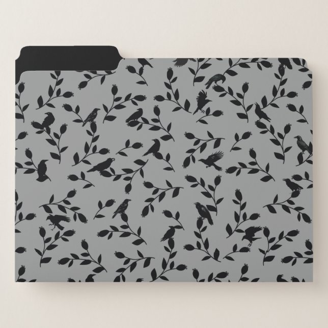 Raven Crow Spooky Floral File Folders (Front Left)