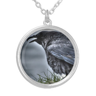 Raven Crow Wildlife Bird Raven-Lover Silver Plated Necklace