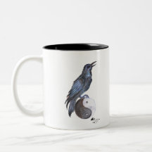 raven crow yin yang black bird