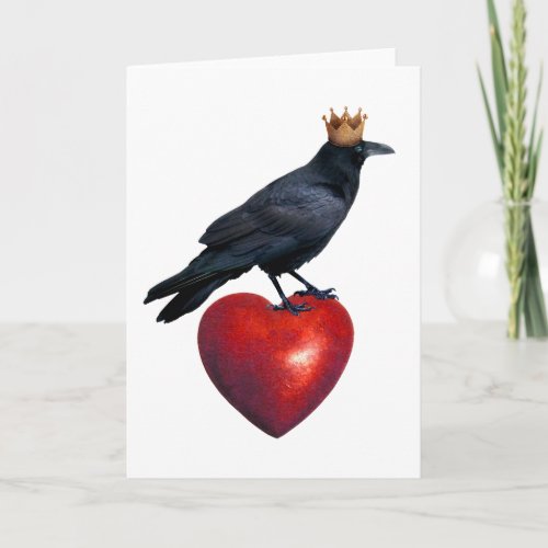 Raven Crown Red Heart Card