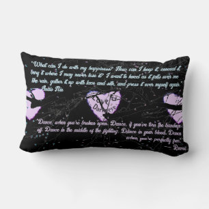 Raven Dark Love Cracked Glowing Heart with Quotes Lumbar Pillow