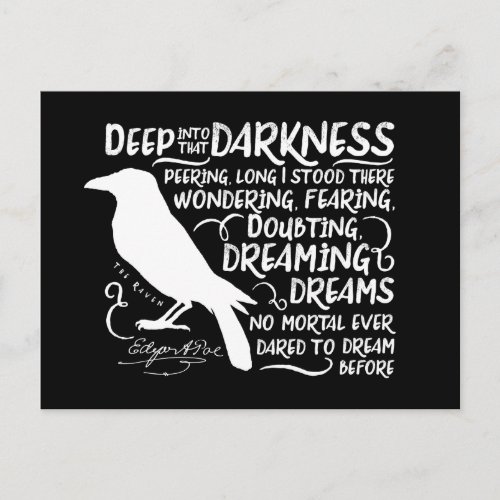 Raven Deep Into That Darkness by Edgar Allan Poe Postcard