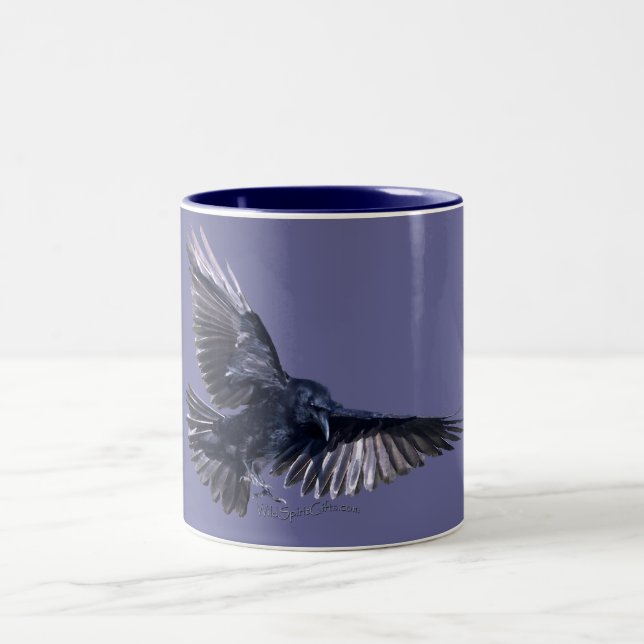 Raven Descending Two-Tone Coffee Mug (Center)