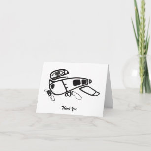 Raven Design Pen and Ink Drawing Folded Letterpress Thank You Card