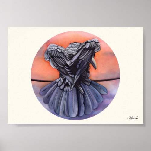 Raven Diablo Crow Watercolor Print Fine Paper