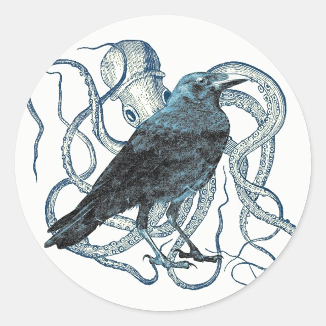 Raven Entangled By Octopus Sticker (Front)