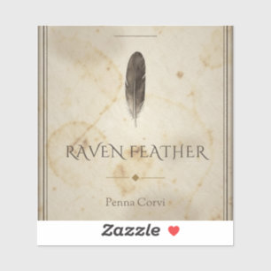 Raven Feather Vintage Apothecary Label Sticker