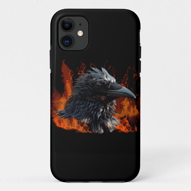 Raven Flames Wiccan Gothic Design Case-Mate iPhone Case (Back)