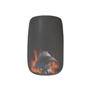Raven Flames Wiccan Gothic Design Minx Nail Art