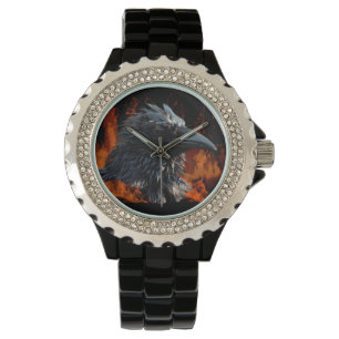 Raven Flames Wiccan Gothic Design Watch