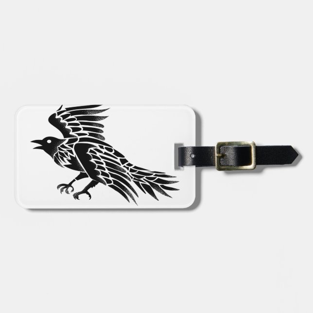 Raven Flying Side Tattoo Luggage Tag (Front Horizontal)