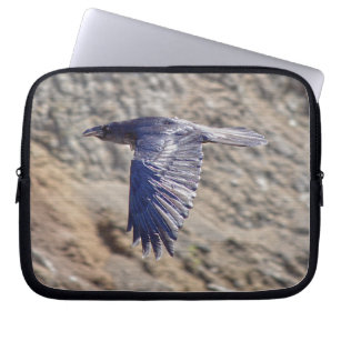 Raven Flying West Photo Print Laptop Sleeve