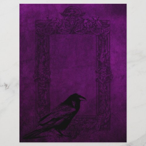 Raven  Frame Purple Gothic Halloween Paper