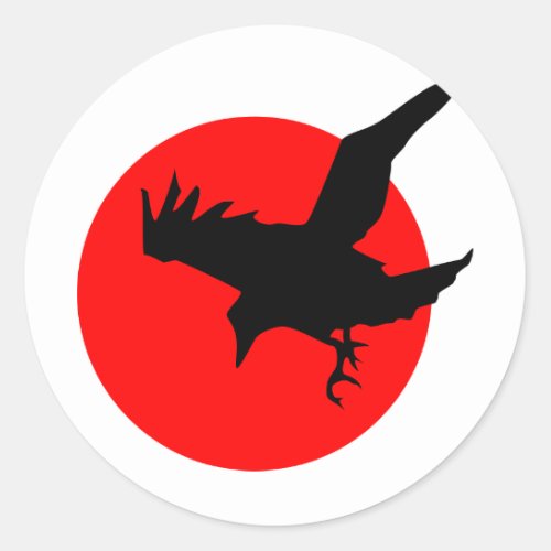 Raven full blood red moon Happy Halloween Classic Round Sticker