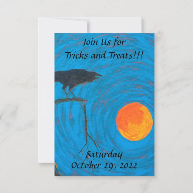 Raven Full Moon Halloween Invitation (Front)
