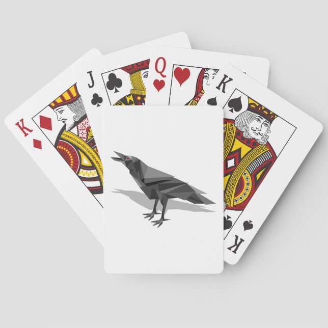 Raven Geometric Cubist Grey Triangles Poker Cards (Back)