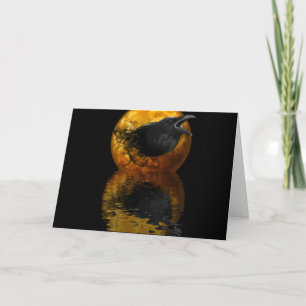 Raven & Golden Moon Customizable Greeting Card
