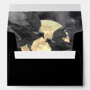 Raven & Golden Moon Gothic Wedding Envelope