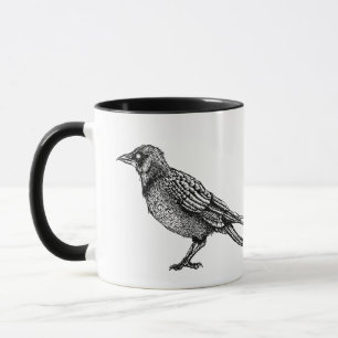 Raven Gothic Black And White Horror Ink Drawing Mug