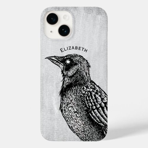 Raven Gothic Black White Horror Ink Drawing Name Case_Mate iPhone 14 Case