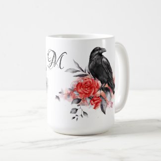 Raven Gothic Fantasy Illustration Elegant Monogram