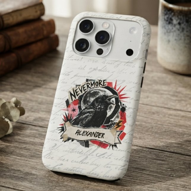 Raven gothic grunge collage iphone case (Raven gothic grunge phone case for dark academia fans for everyday style)