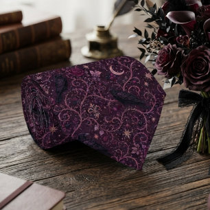 Raven Gothic Plum Baroque Neck Tie
